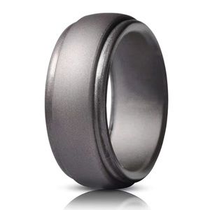 Men's Dark Gray 8mm Silicone Comfort Fit Wedding Band